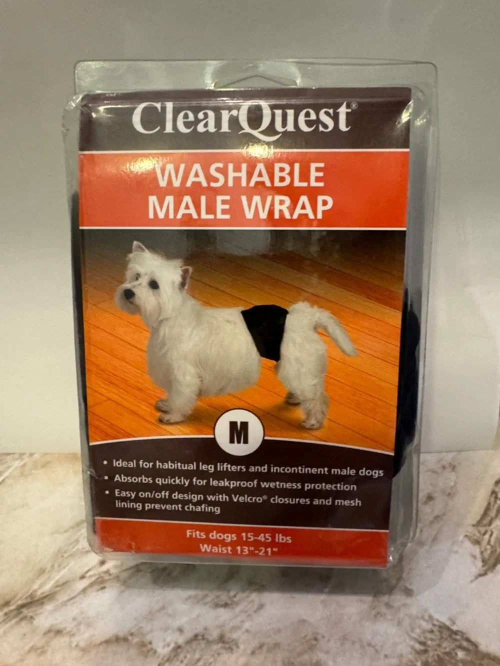 Washable Male Wrap for Dogs - Black